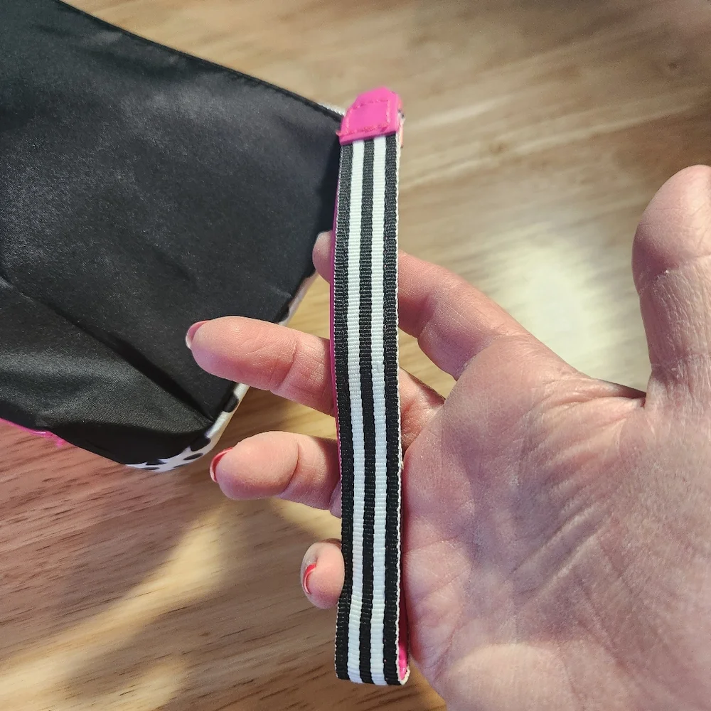 Lancome Black/Hot Pink/White Make-Up Bags Set Of Two‎